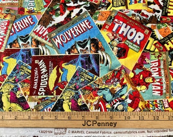 Sold Per 1//4 Metre Marvel Comics Book Covers Multi Quilting Fabric Long Quarter