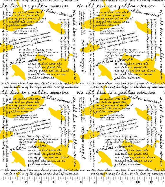 Beatles Yellow Submarine Lyrics by Lennon & Mccartney Cotton Etsy