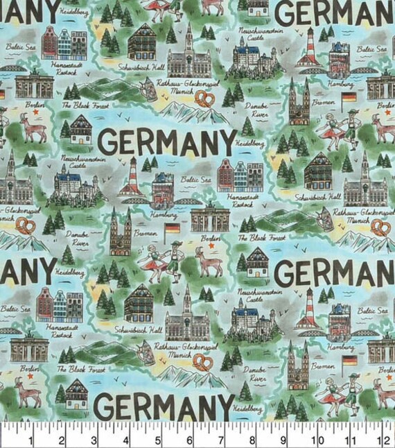 Germany Premium 100 Cotton Fabric Limited Edition Country Etsy