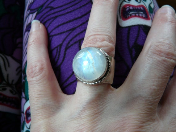 10c Moonstone Wide Band Ring, Size 6 - image 1