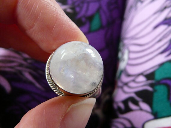 10c Moonstone Wide Band Ring, Size 6 - image 3