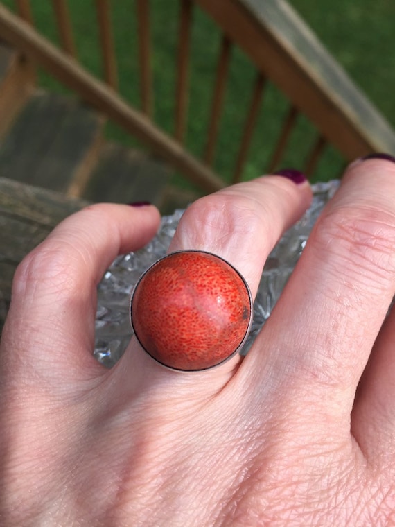 Taxco Sterling Silver Sponge Coral Ring