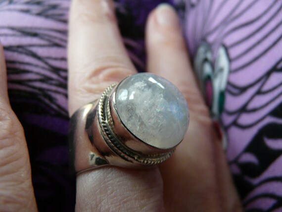 10c Moonstone Wide Band Ring, Size 6 - image 2