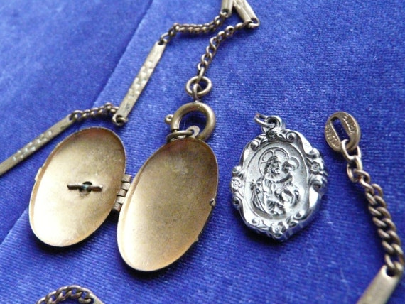 Brass Mary Jesus Locket on Kollmar Kette Watch Ch… - image 2