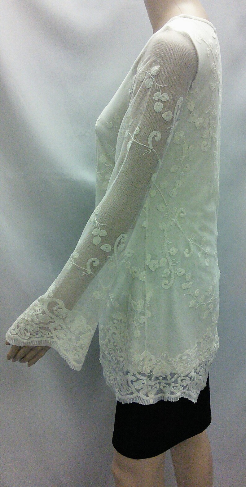 Flower Printed Lace Long Sleeve Top