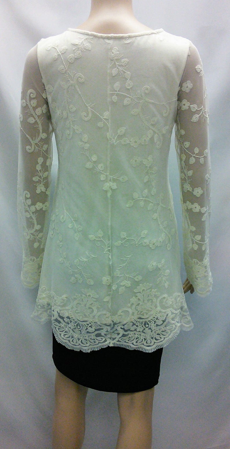 Flower Printed Lace Long Sleeve Top