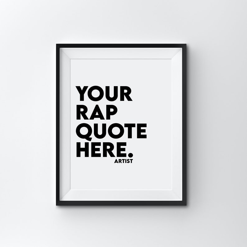 Rap Lyrics Wall Art Custom Rap Poster Rap Art Print Hip Hop Etsy