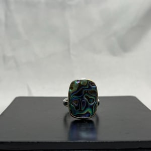 Offerings Jewelry by Sajen 925 Sterling Silver Abalone Shell Rectangle Rounded Edges Ring