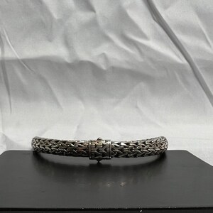6”, Vintage John Hardy Brown Leather Chain Bracelet With