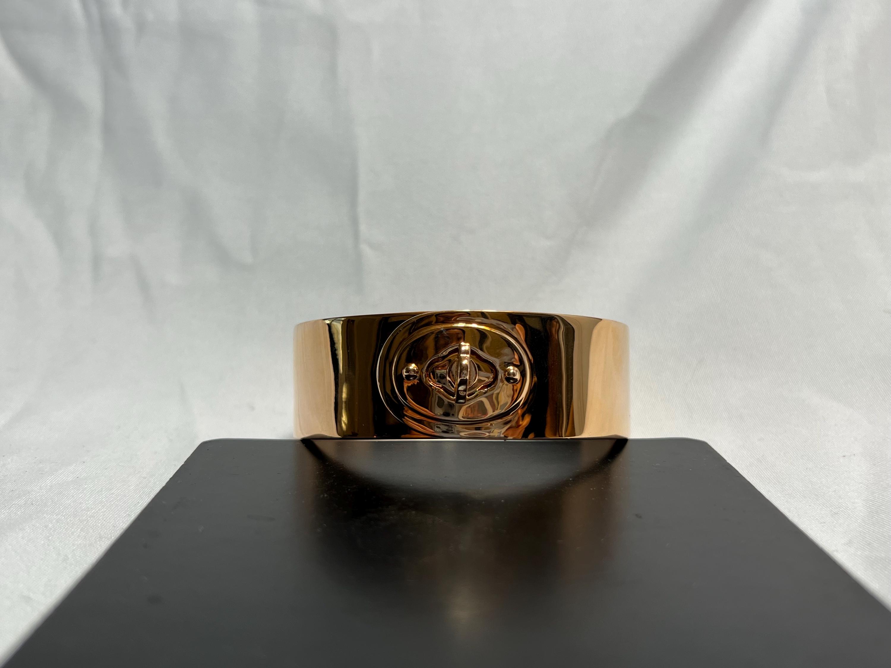 Bronze Milor Italy Vintage Tone Heavy Thick Bracelet Working Lock Circa 1990S Italian Modern Rose Gold