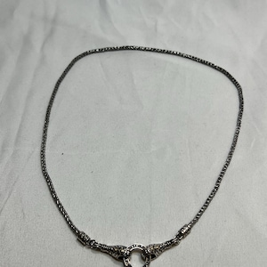 18K Gold and 925 Sterling Silver Vintage Tennis Style Necklace Made In Indonesia