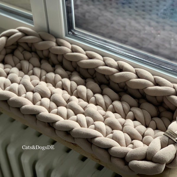 Veganes Katzenbett für Fensterbank BIO BAUMWOLLE/Katzenkorb/ Katzenliege/Katzenmatte/Hundebett/Catbed/Catbed for windowsill/Dogbed/Petbed