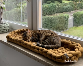 Vegan cat bed for windowsill, organic cotton/cat basket/cat lounger/cat mat/dog bed/catbed/catbed for windowsill/dogbed/petbed