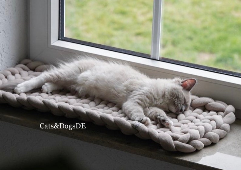 Veganes Katzenbett für Fensterbank/Fensterbankbettchen/ Katzenliege/Katzenmatte/Hundebett/Catbed/Catbed for windowsill/Dogbed/ petbed Bild 1