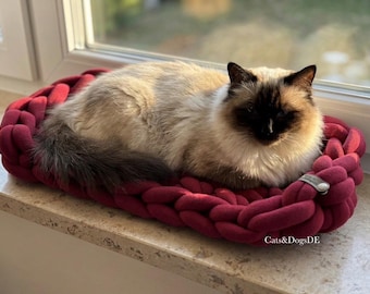 Vegan cat bed for windowsill, organic cotton/cat basket/cat lounger/cat mat/dog bed/catbed/catbed for windowsill/dogbed/petbed