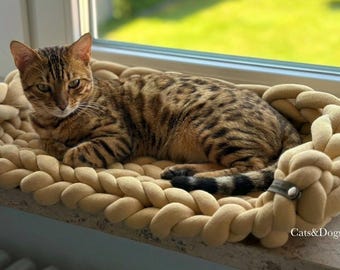 Vegan cat bed for windowsill, cotton/cat basket/cat lounger/cat mat/dog bed/catbed/catbed for windowsill/dogbed/petbed