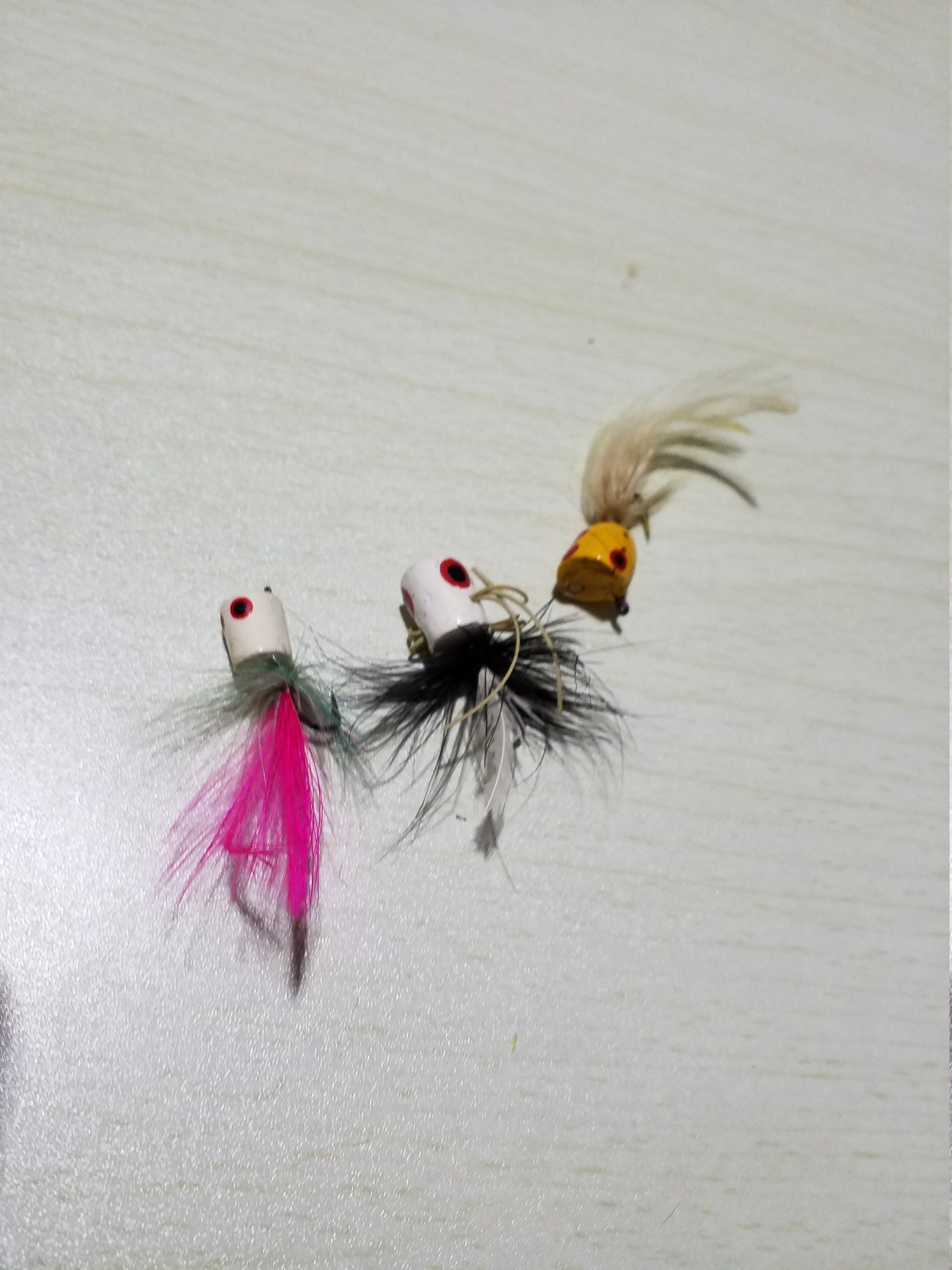 3 Antique Vintage Fly Rod Cork Wood Poppers With Feathers Etsy