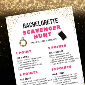 Bachelorette Scavenger Hunt Game | Bachelorette Party Game Printable