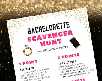 Bachelorette Scavenger Hunt Game | Bachelorette Party Game Printable