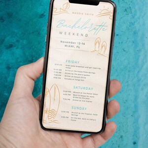 Digital Miami or beach Bachelorette Itinerary | Themed Bachelorette Party Schedule