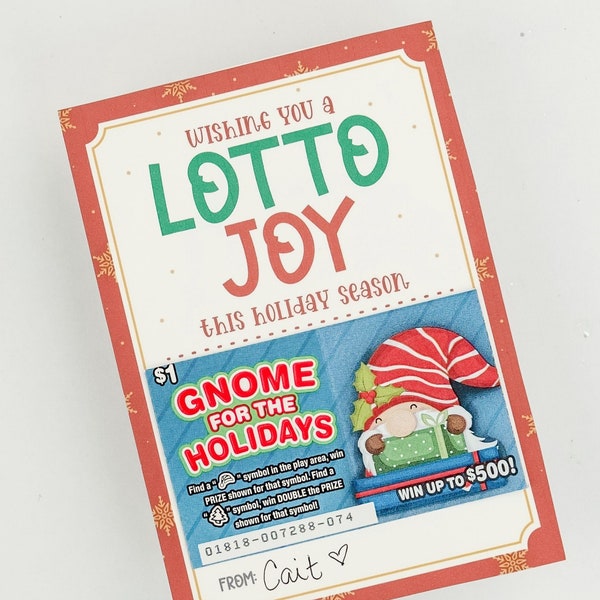 Lotto Gift Tag, Last Minute Gift Idea, Staff Gift, Coworker Gift, Nurse Gift, Lottery ticket gift card holder, Holiday Appreciation Gift