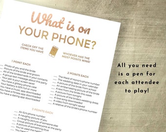 What is on Your Phone Bachelorette or Bridal Shower Game