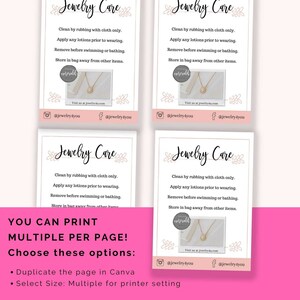Modèle de carte de soins de bijoux, instructions du guide de pointe MODIFIABLE