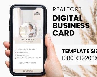 Digital Business Card Template for Real Estate, Canva Realtor Marketing Template, branding