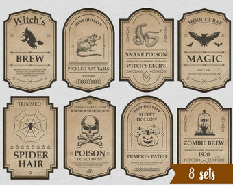 Halloween Potion Apothecary Bottle Labels includes PDF JPG digital download