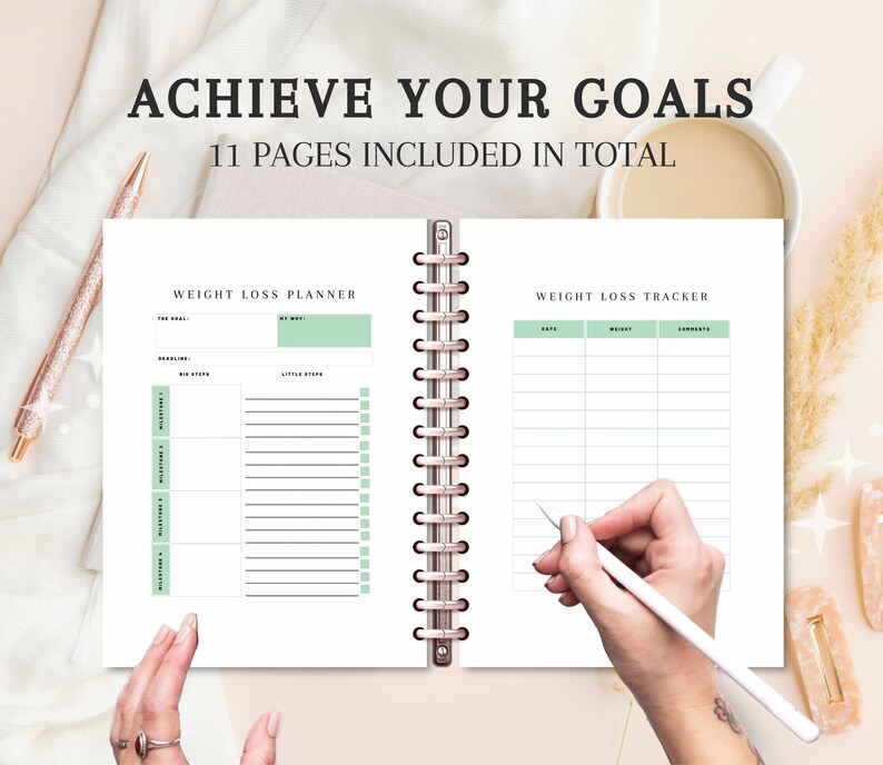 Weight Loss Planner journal template digital printable Etsy