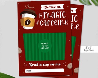 Support staff appreciation gift, team member gift card holder, gift for him, gift for her, coffee christmas printable gift