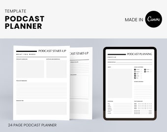 Podcast planner bundle, podcast kit, podcast template, launch podcast, digital guide, fillable