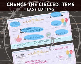 Editable Blank Check Template Kids Holiday Last Minute Gift - Etsy