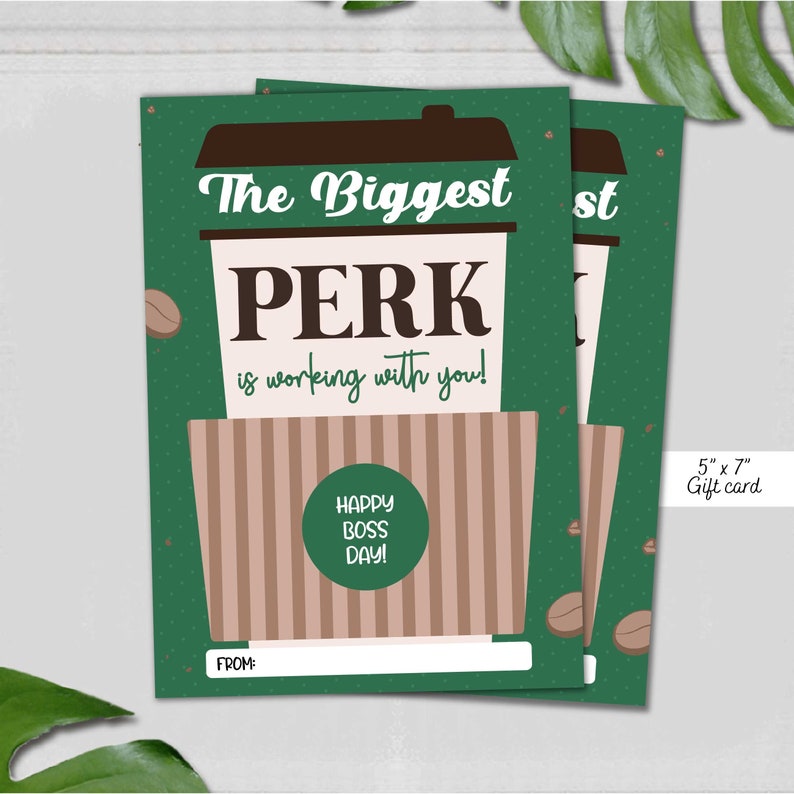 The Biggest Perk is Working with you, Happy Boss Day gift card holder image 1