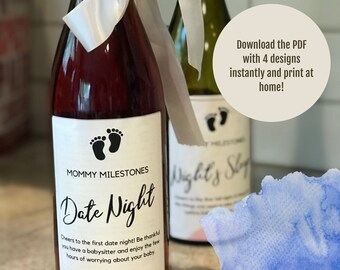 Mommy milestone wine labels | new mom gift | baby shower basket
