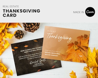 Thanksgiving Postcard for Realtors, November Canva Agent Social Media editable templates, digital