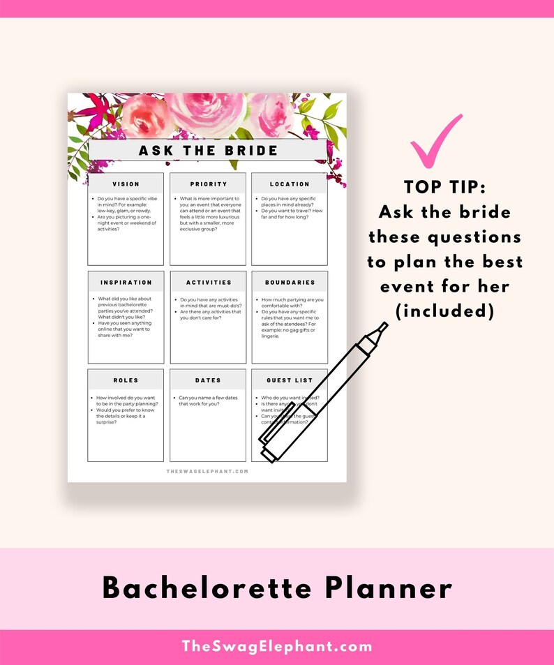 Bachelorette Planning Guide 34 digital printable worksheets image 4