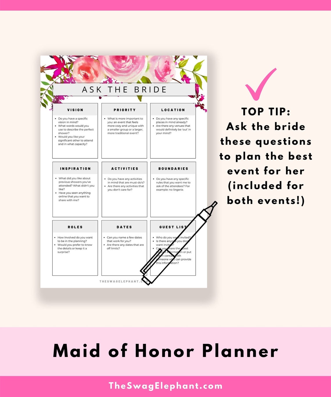 Maid of Honor Printable Planner in Letter Size A5 | Etsy