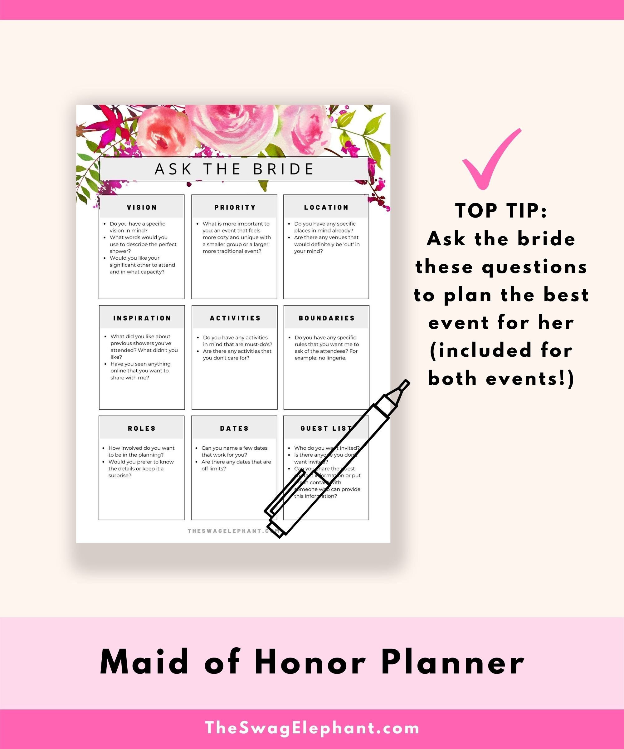 Maid of Honor Printable Planner in Letter Size A5 | Etsy