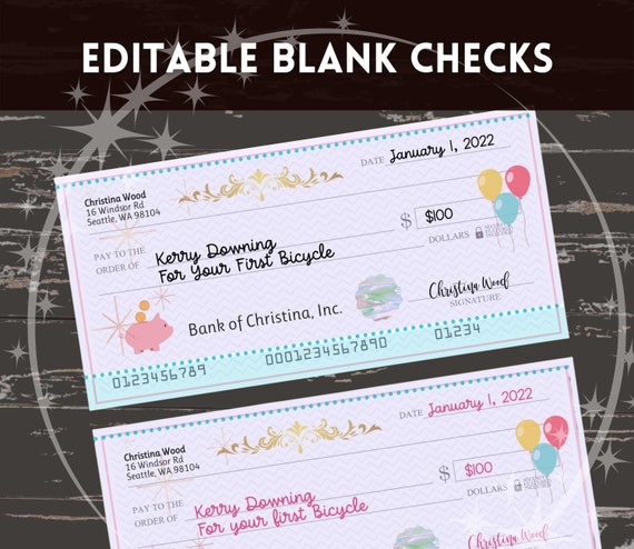 Plantilla de cheque en blanco editable niños regalo de - Etsy España