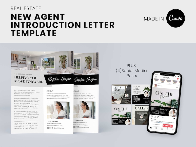 New Agent Introduction Flyer for Real Estate, Canva Realtor Branding Templates, Brokerage Change image 1