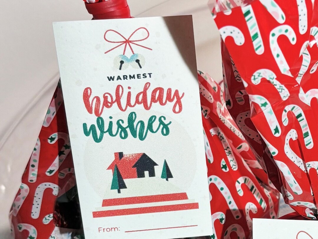 Warmest Holiday Wishes Printable Gift Tag, Christmas Gift Tag - Etsy