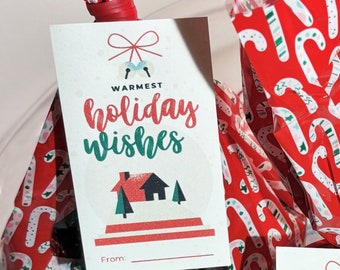 Warmest Holiday Wishes printable gift tag, Christmas gift tag