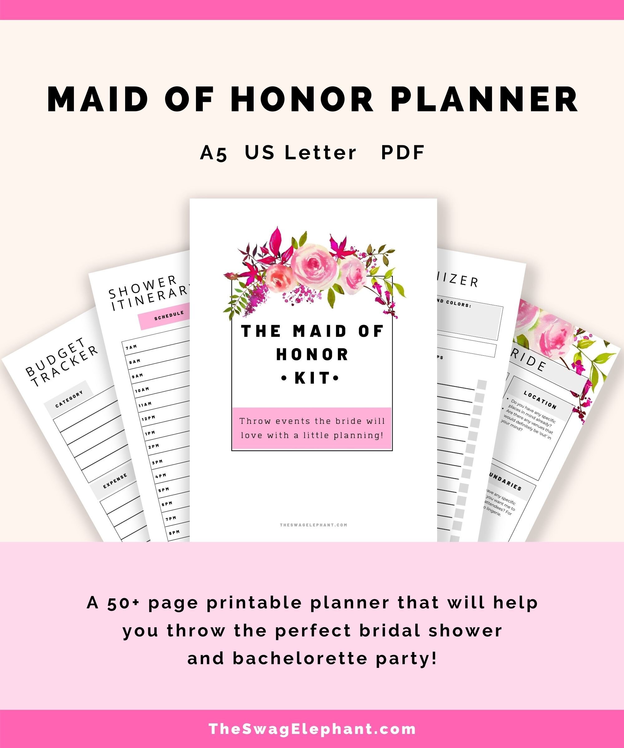 Maid of Honor Printable Planner in Letter Size A5 - Etsy