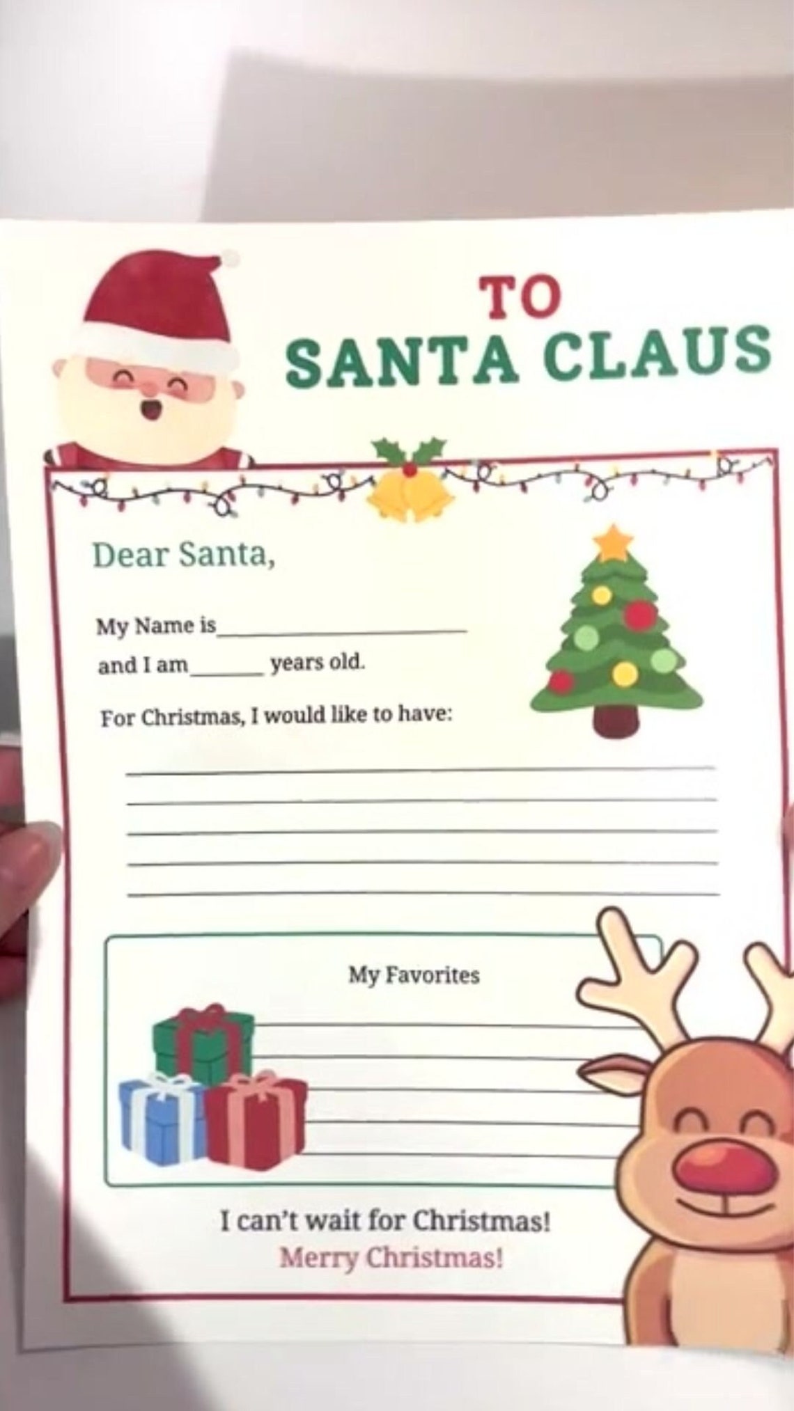 Lettre au Père Noël imprimable Liste de souhaits de Noël pour Etsy France