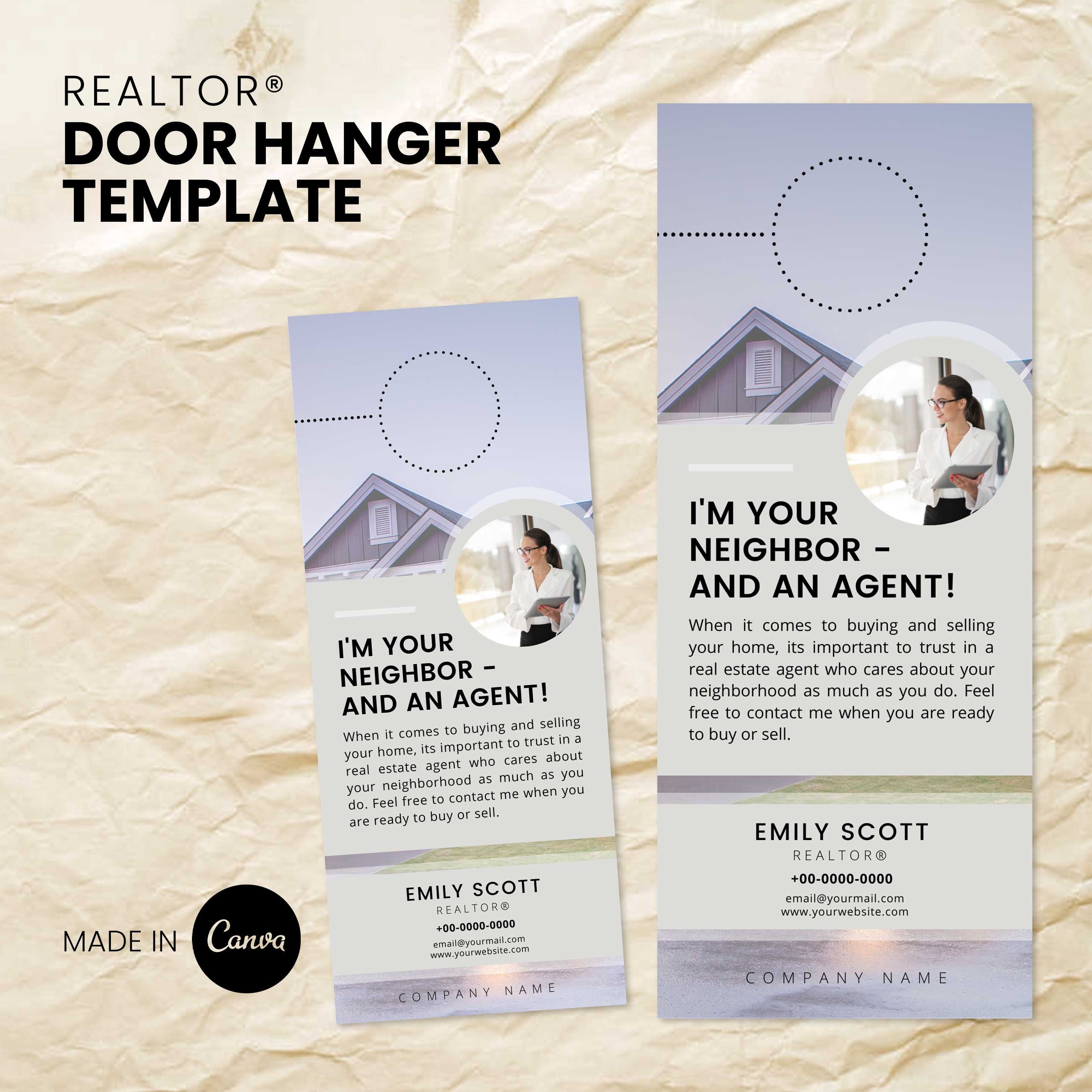 Door Hanger Template For Real Estate Canva Realtor Marketing Etsy