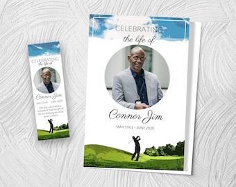 man Funeral Order of Service / Memorial program / Remembrance Service / Celebration of Life / Printed or digital file hobby golf unisex man Funeral Order of Service / Memorial program / Remembrance Service / Celebration of Life / Printed or digital file hobby golf unisex