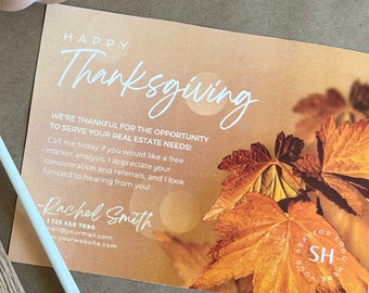 Thanksgiving Postcard for Realtors, November Canva Agent Social Media editable templates, digital