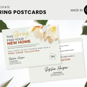 Frühlings-Postkarte für Makler, Digitale Canva-Vorlage für Agent Branding