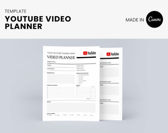 YouTube Video planner bundle, vlog starter kit, youtube content calendar, video content planning guide